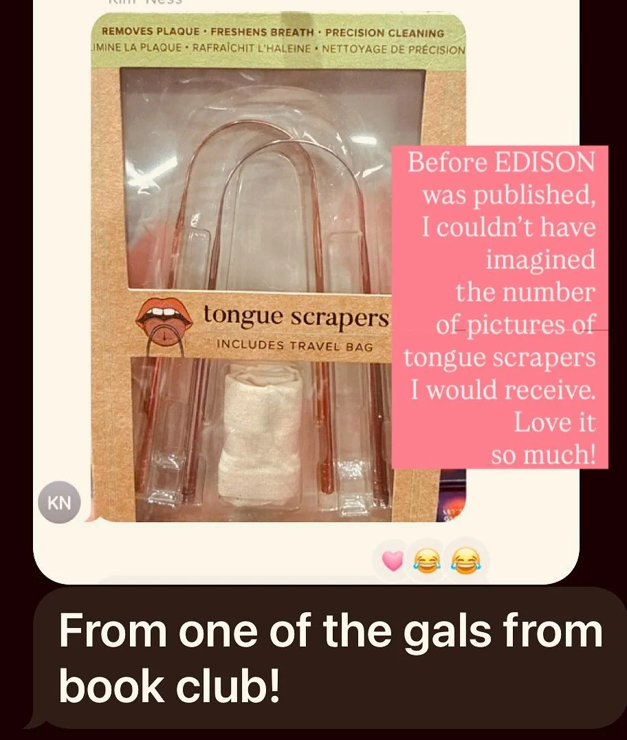Tongue scrapers play a sort of prominent role in my novel. And readers have sent me so many pictures of tongue scrapers they&rsquo;ve come across in the world. Makes me smile every time! 😛❤️📕🙏🏽

#tonguescraper #edisonnj #oaktreeroadnj #edisonnove