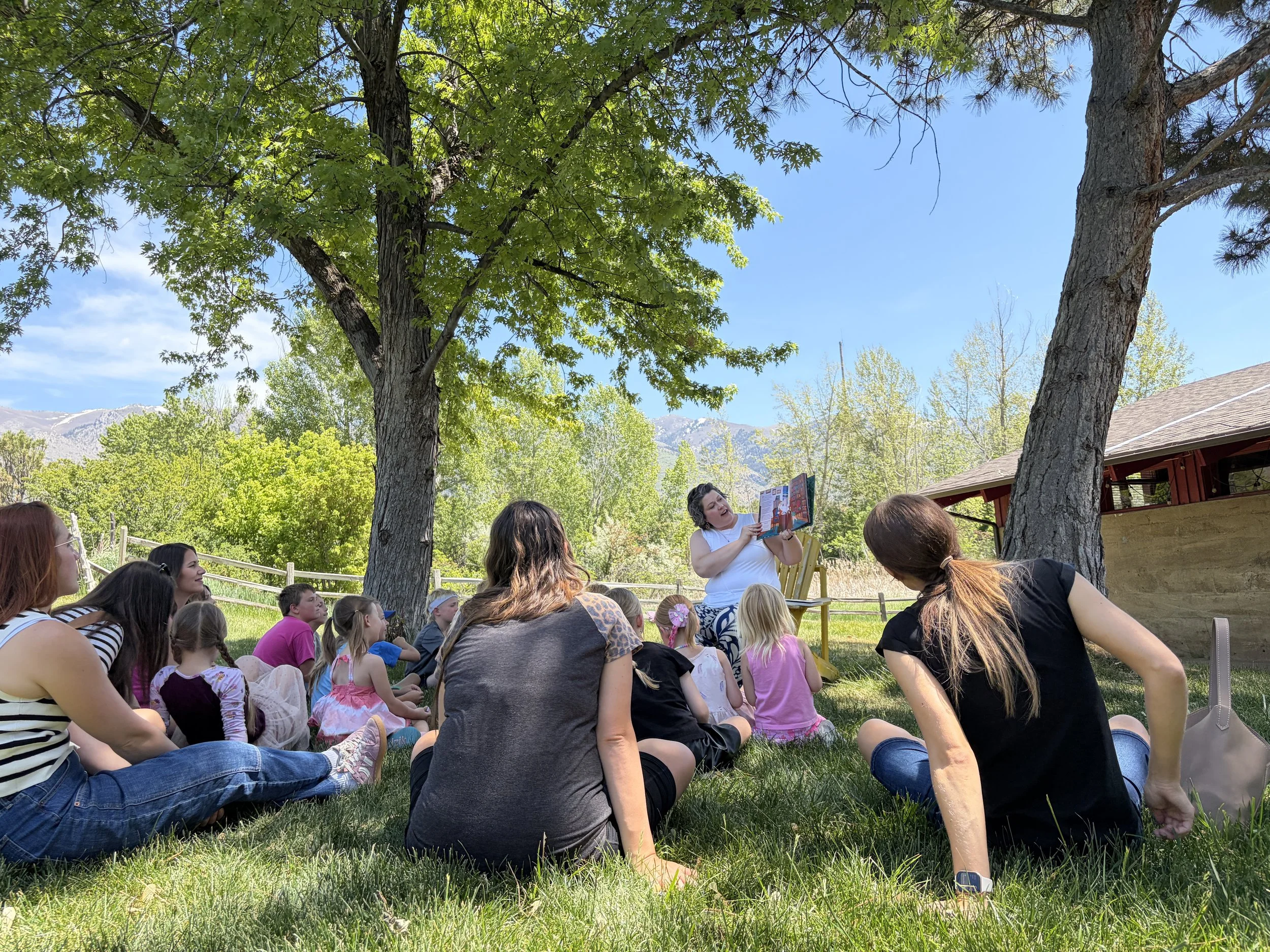 School field trip at the Gibbs Smith barn