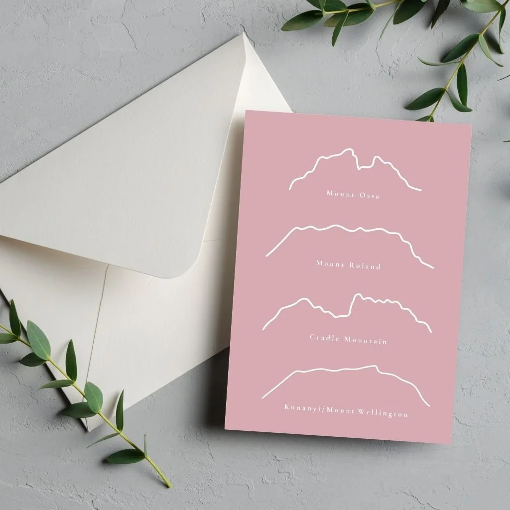Greeting Card:  Mountains (pink)