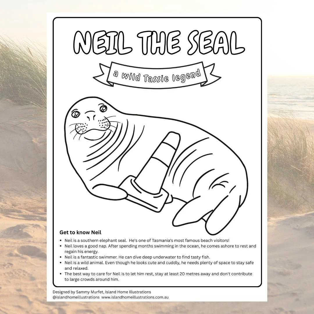 Neil the Seal Colouring Page