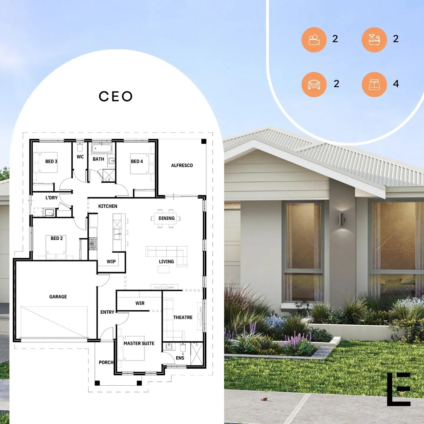 Hello CEO 👊
214sqm of quality living: 4 Bedrooms, 2 Bathrooms and 2 Living areas ✔

#getinspired #newhome #lavidahomes #homeandland