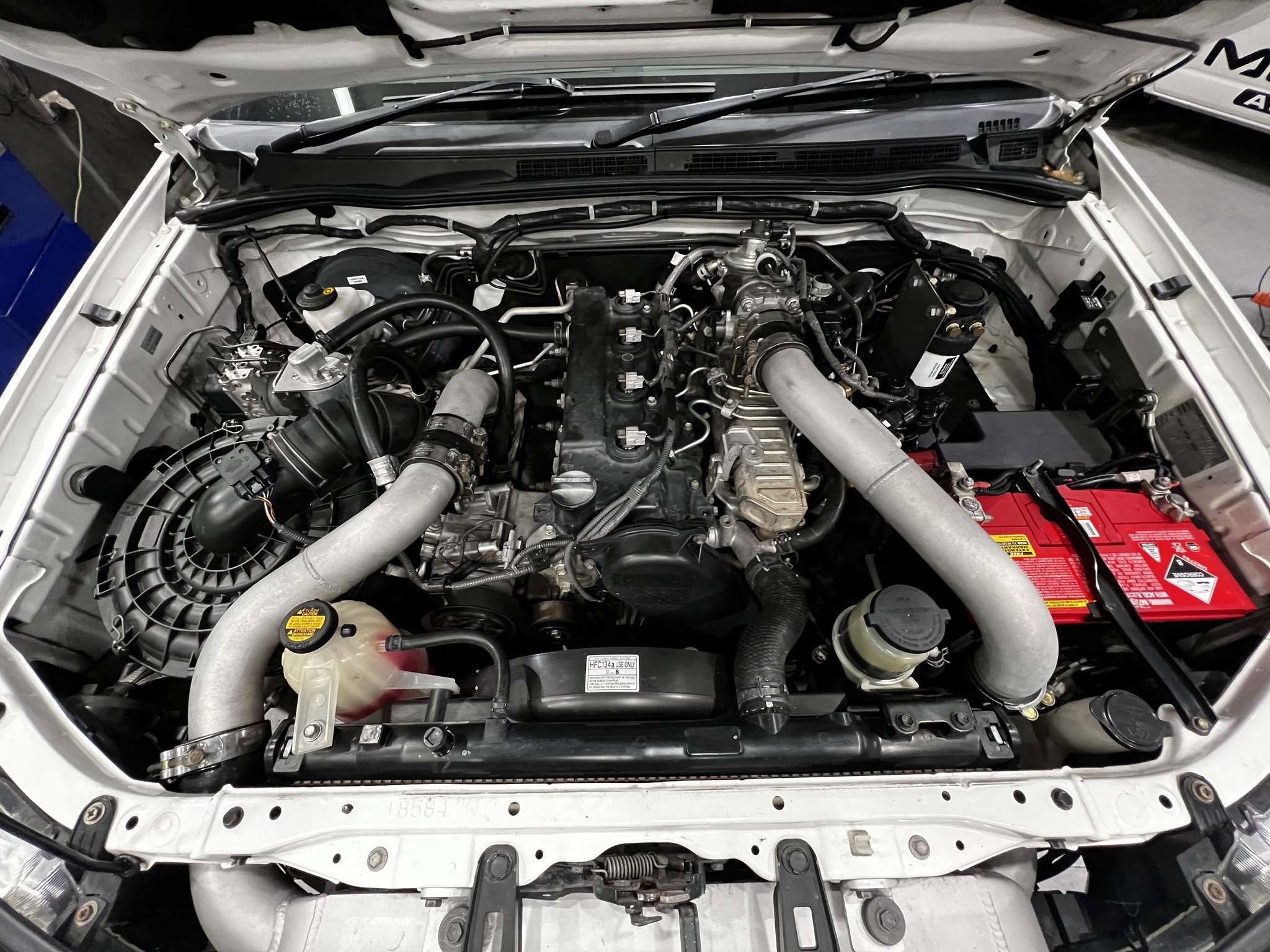 N70 with some goodies bolted on. Turbo, Injectors , Front mount and a custom tune.  The transformation of these vehicles with how they drive is awesome. Great gains for the Hilux. #Toyota #diesel #toyotatuningadelaide #morpowasa #mptuned #morpowasout