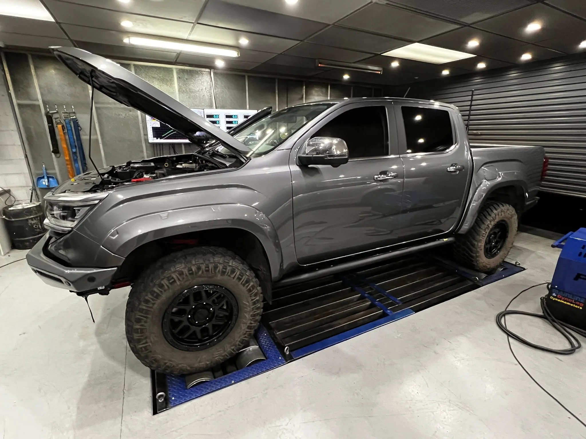 Volkswagen Amarok running the roller for a nice gain in power for off road duties. This customer came in looking for a little more get up and go from this tow rig. It was also fitted with a long range tank and larger tyres so we got all that calibrat