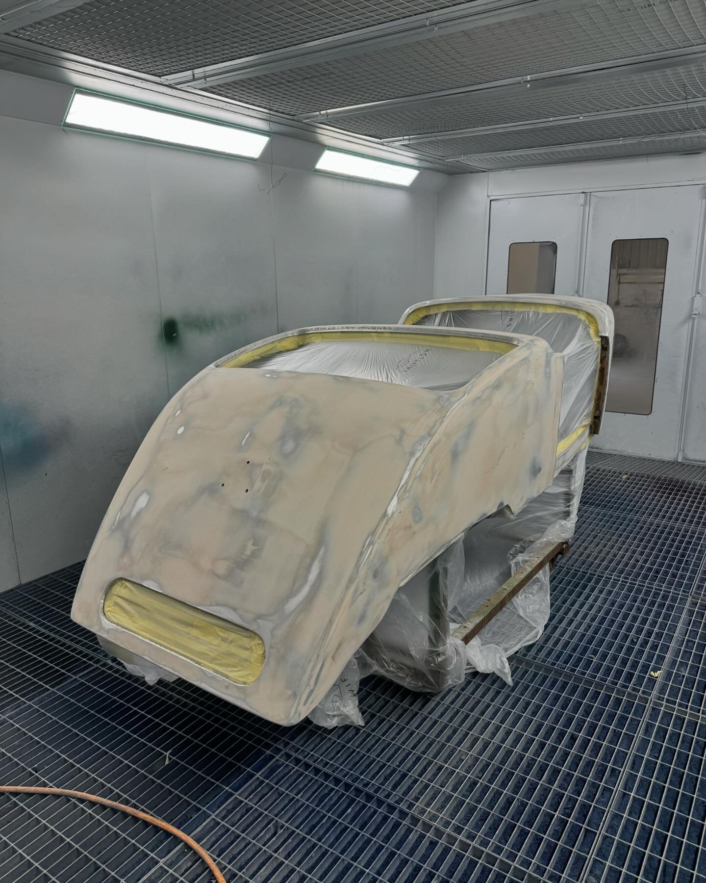We&rsquo;re still here, our workshop has been thriving with all sorts of projects recently&hellip;

Weeks of preparation on this 1930&rsquo;s #Talbot, into epoxy primer. Sealing in all the hours of preparation on this - back to black! 

Massively enj