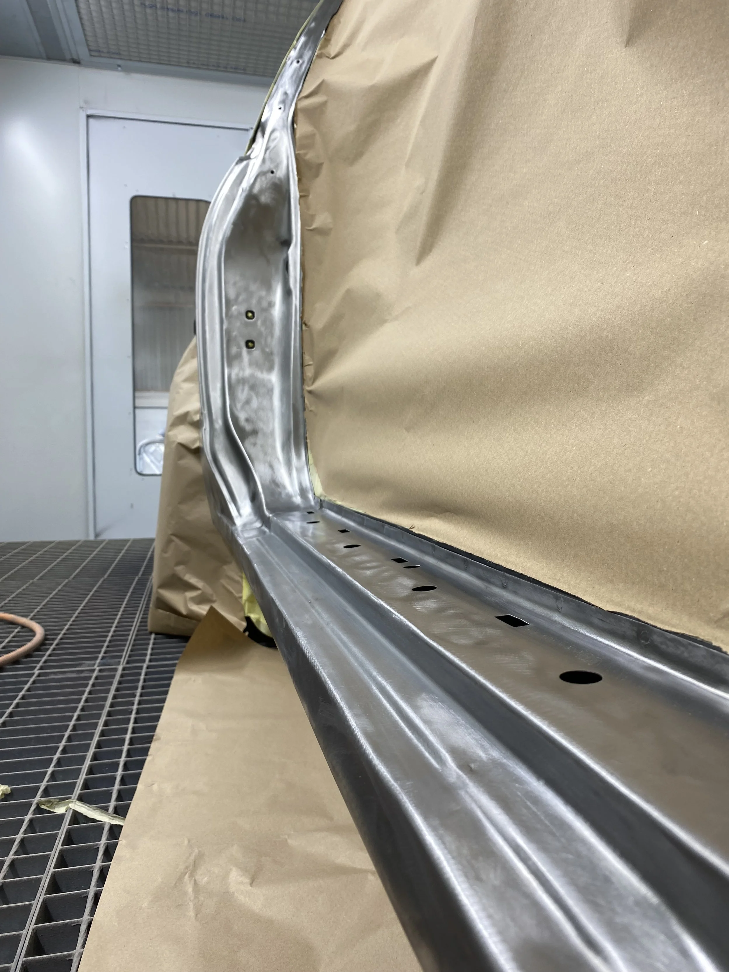 nissan ps13 bare metal in paint booth