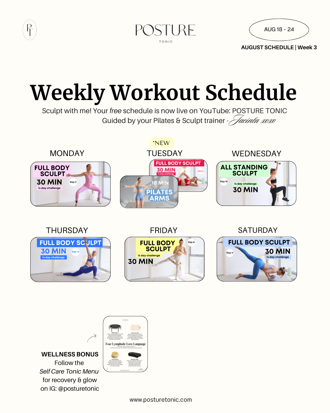 Your Free Weekly Workout Plan: Aug 18 - 24