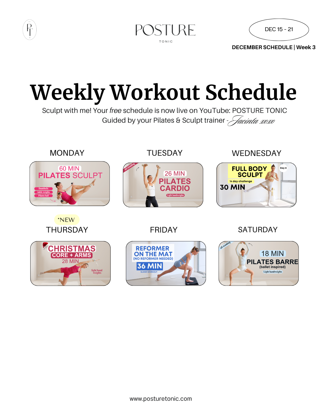 Your Free Weekly Schedule Dec 15 - 21