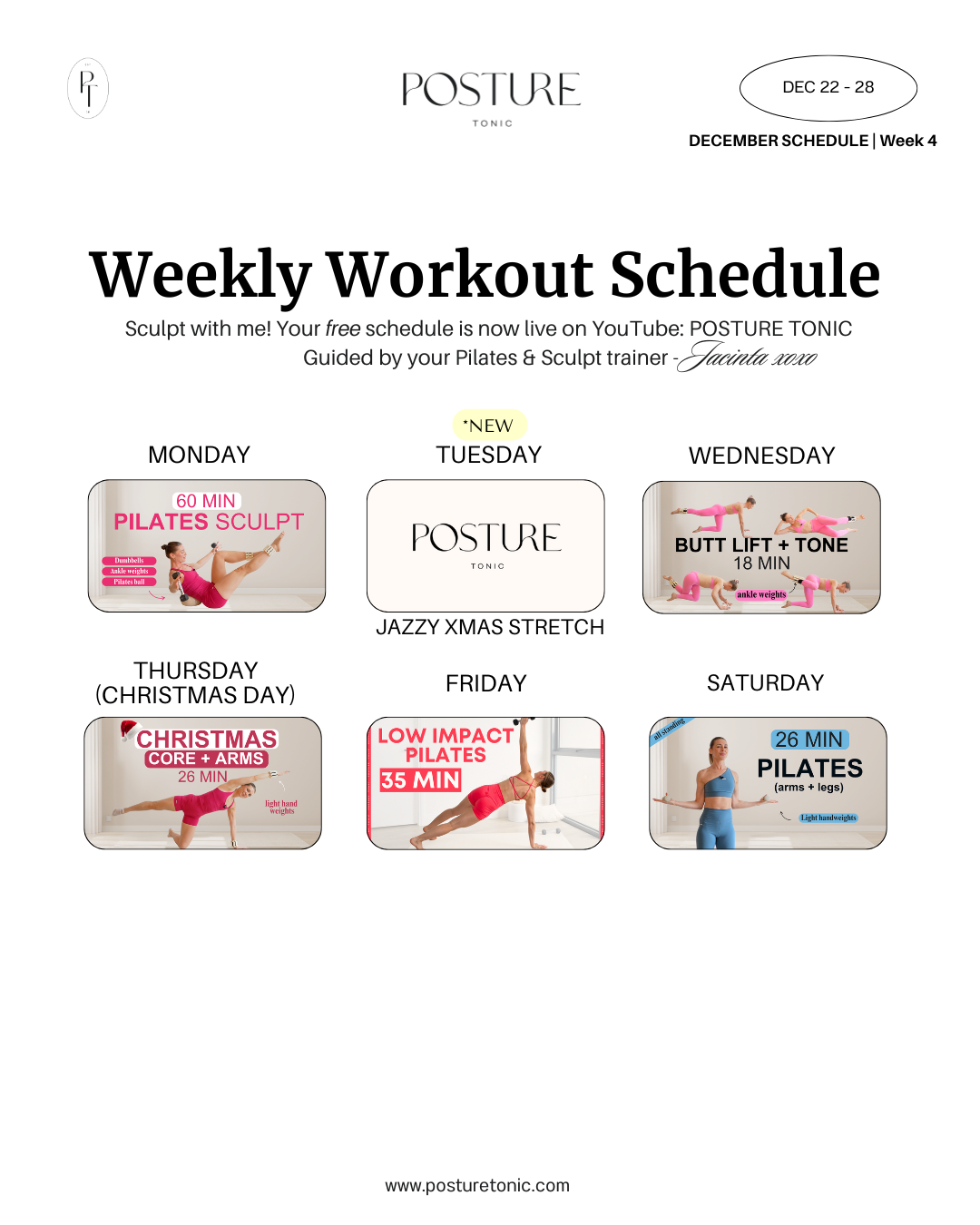 Your Free Weekly Schedule Dec 22 - 28