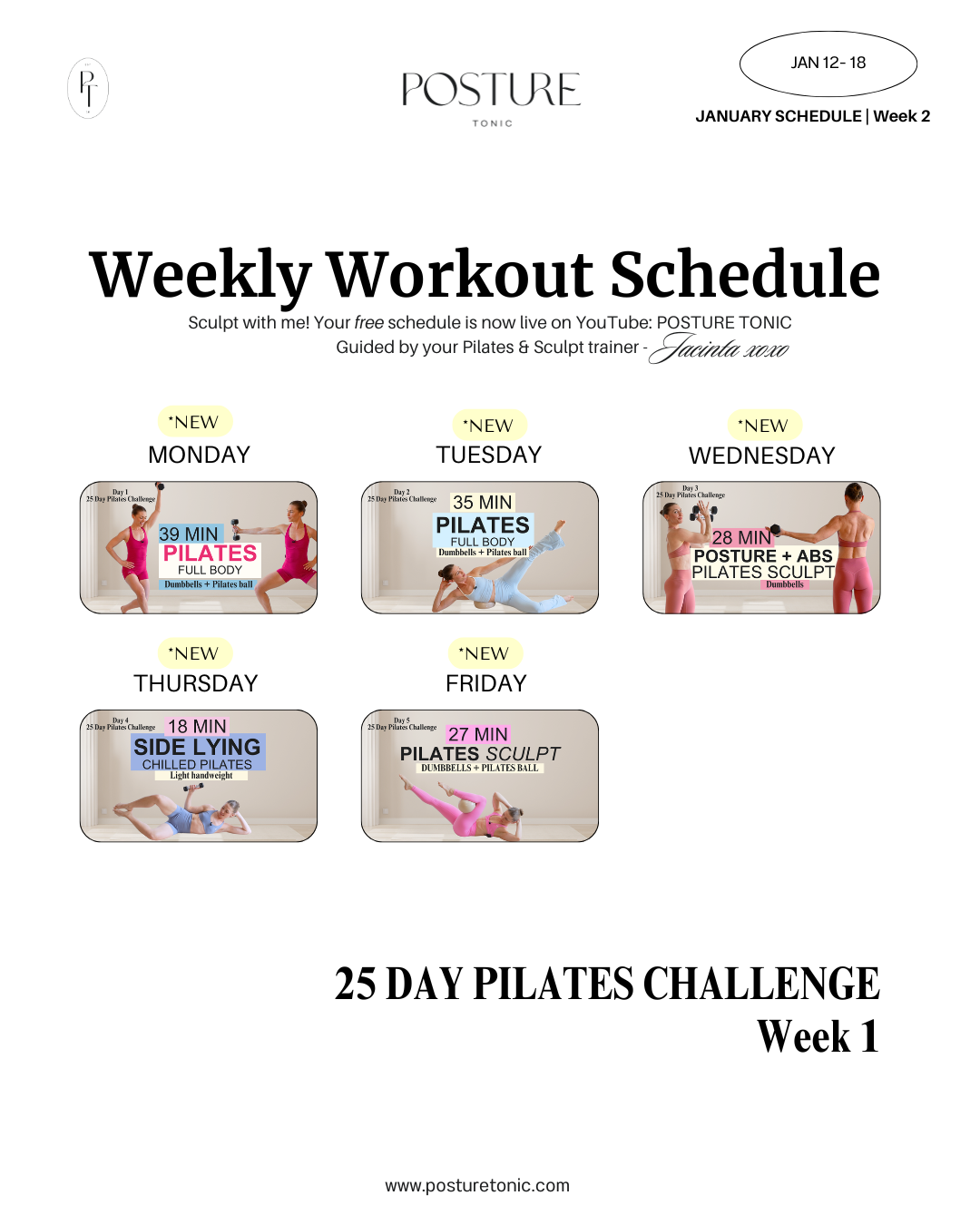 Your Free Weekly Schedule Jan 12 - 18