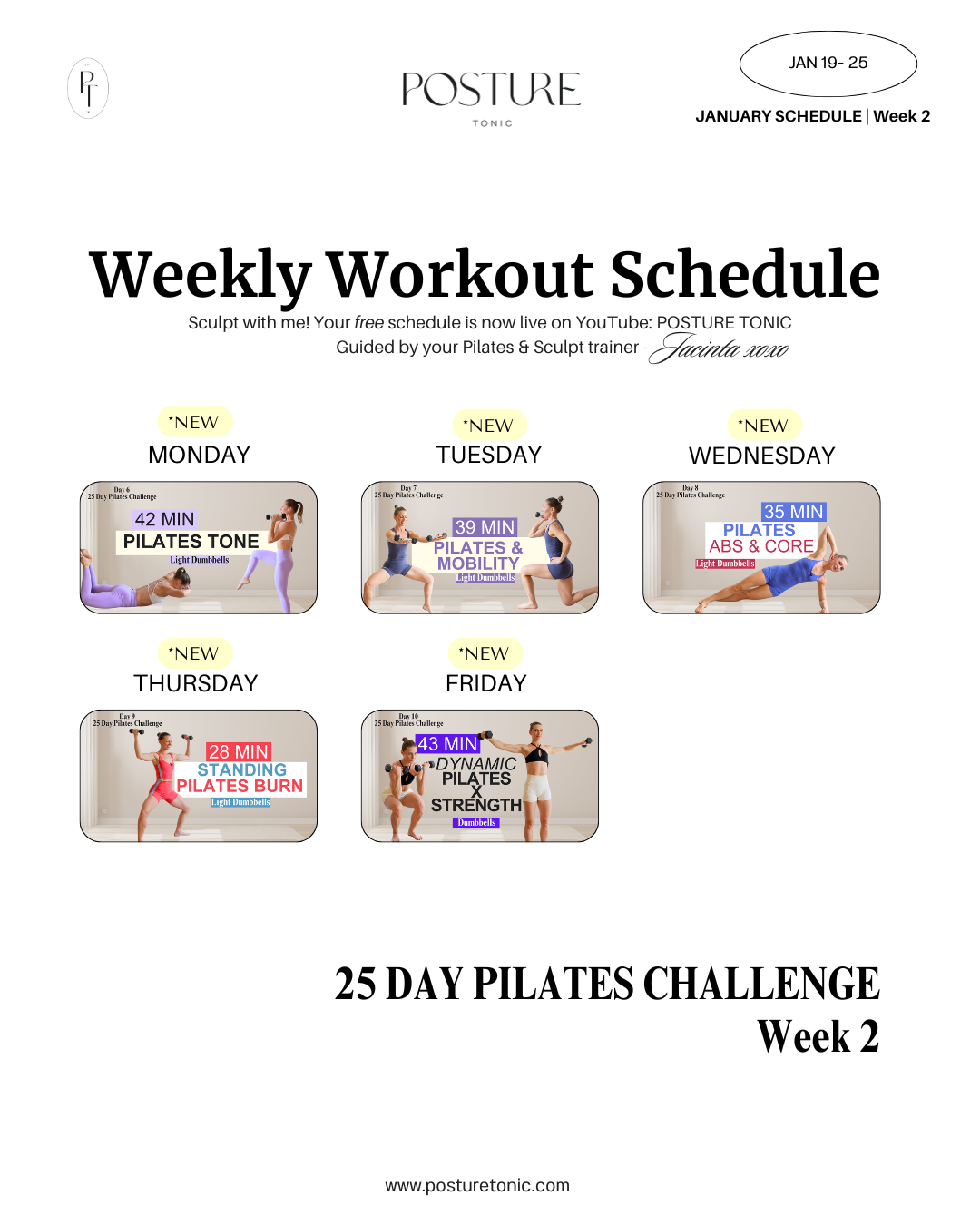 Your Free Weekly Schedule Jan 19 - 25