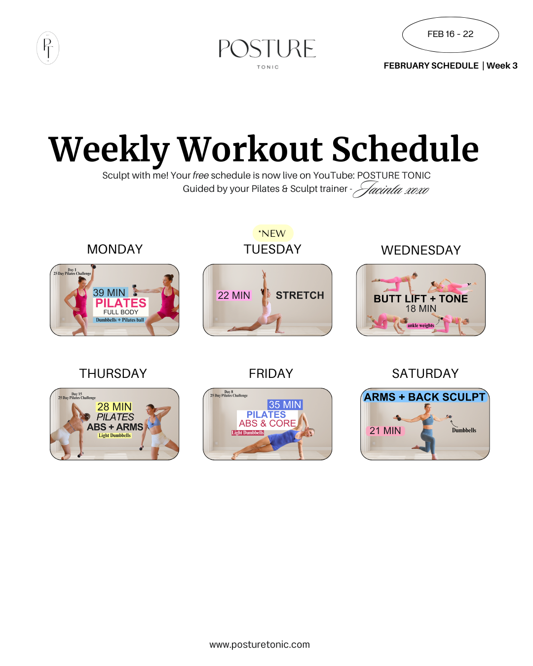 Your Free Weekly Schedule Feb 16 - 22