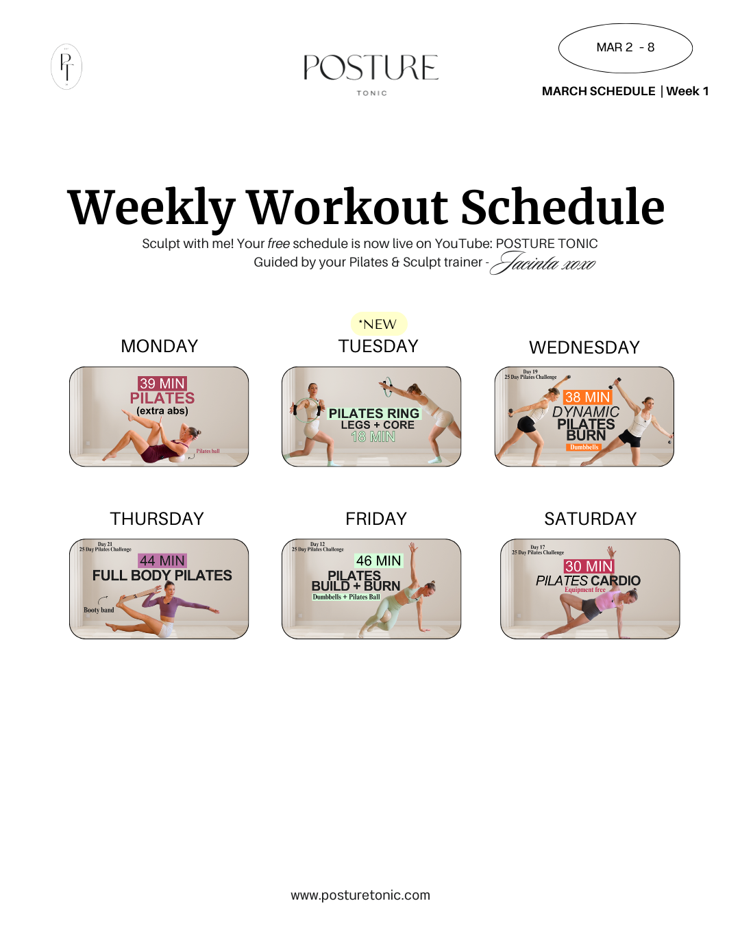 Your Free Weekly Schedule Mar 2 - 8