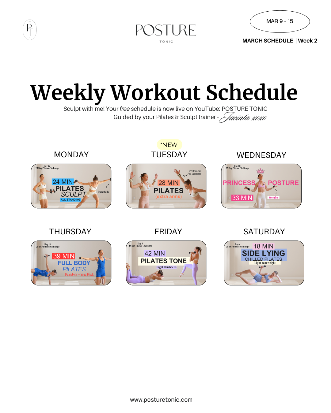 Your Free Weekly Schedule Mar 9 - 15