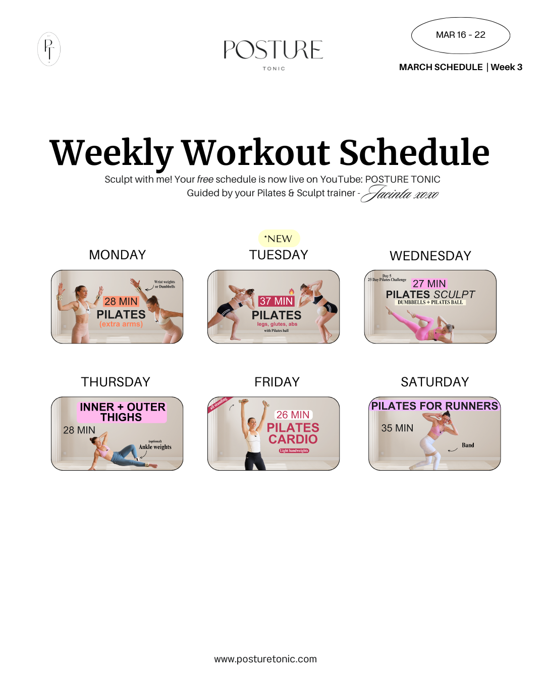 Your Free Weekly Schedule Mar 16 - 22