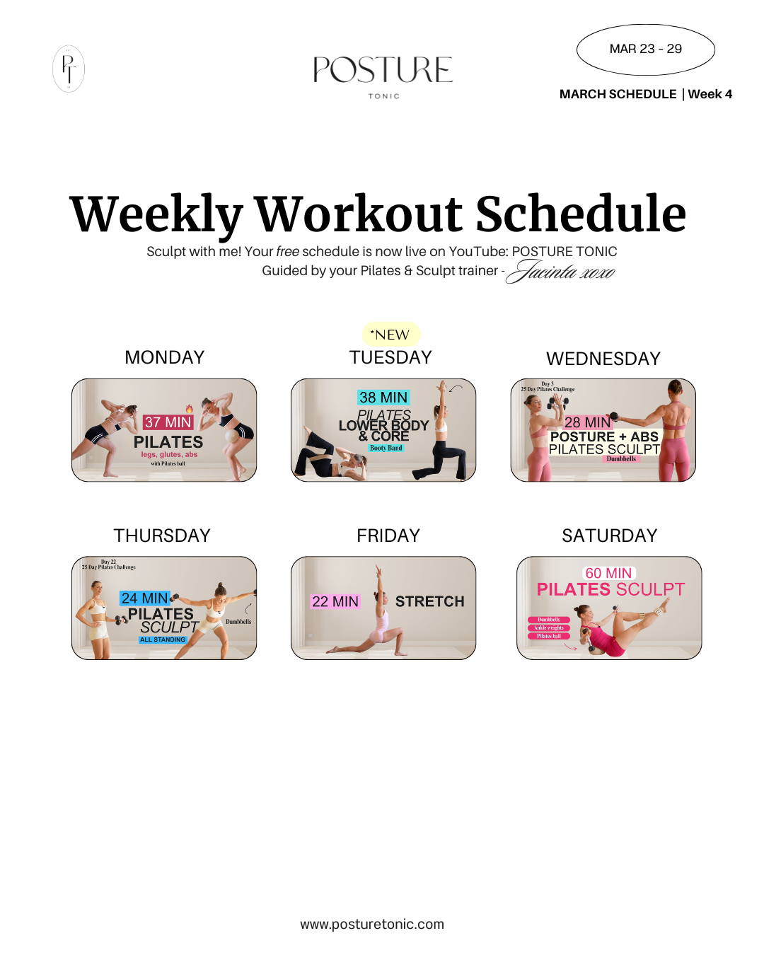 Your Free Weekly Schedule Mar 23 - 29