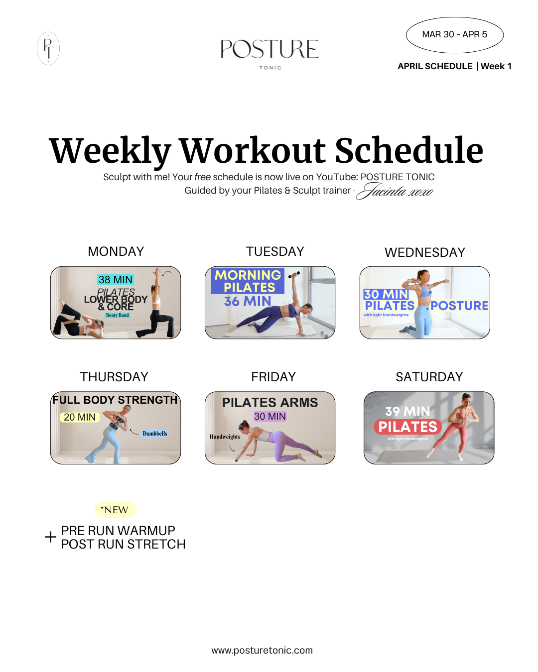 Your Free Weekly Scheudule Mar 30 - Apr 5
