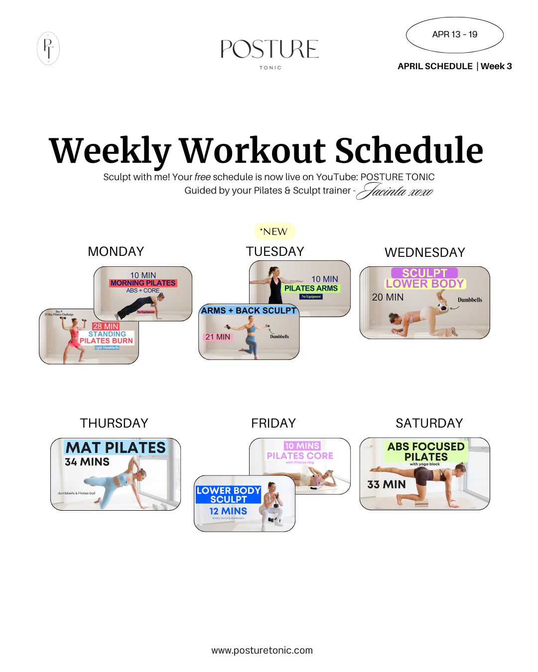 Your Free Weekly Schedule Apr 13 - 19