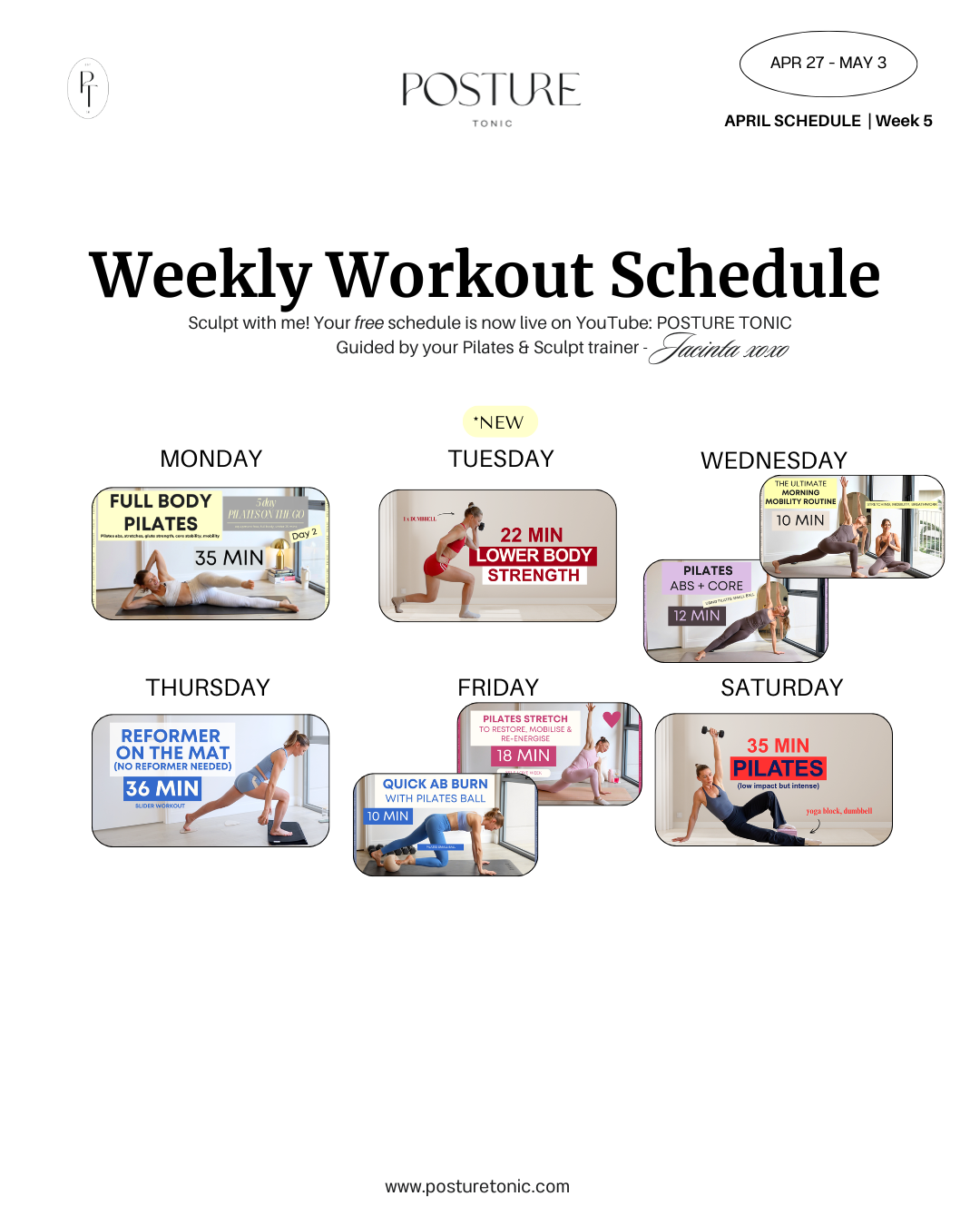 Your Free Weekly Schedule Apr 27 - May 3
