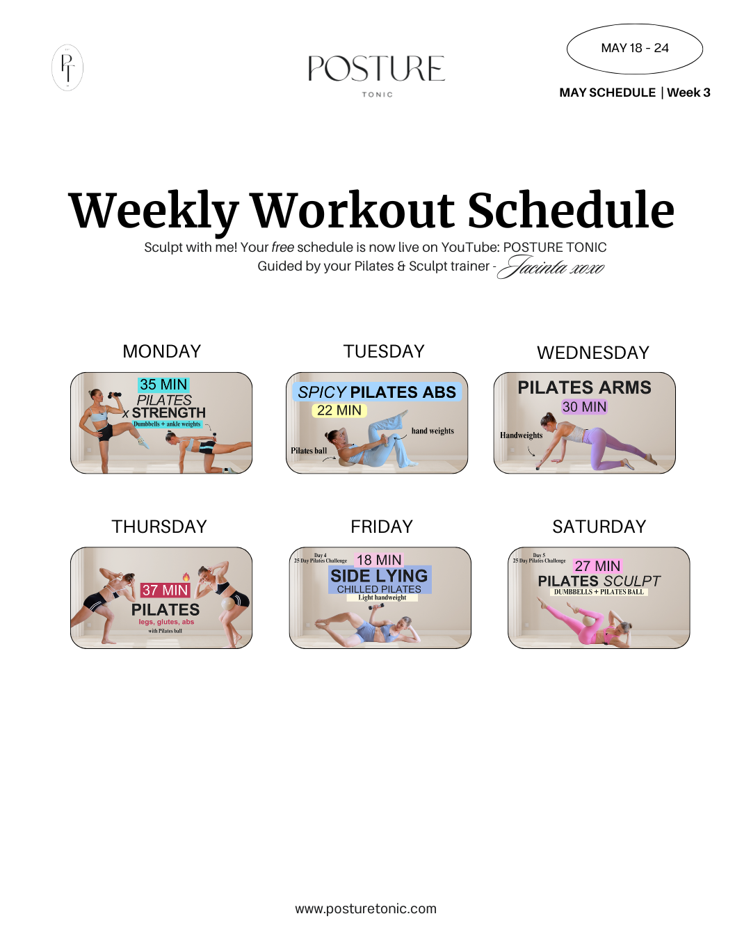 Your Free Weekly Schedule May 18 - 24