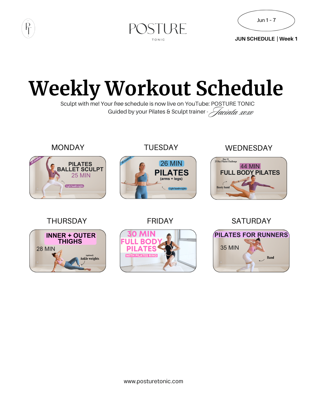 Your Free Weekly Schedule Jun 1 - 7