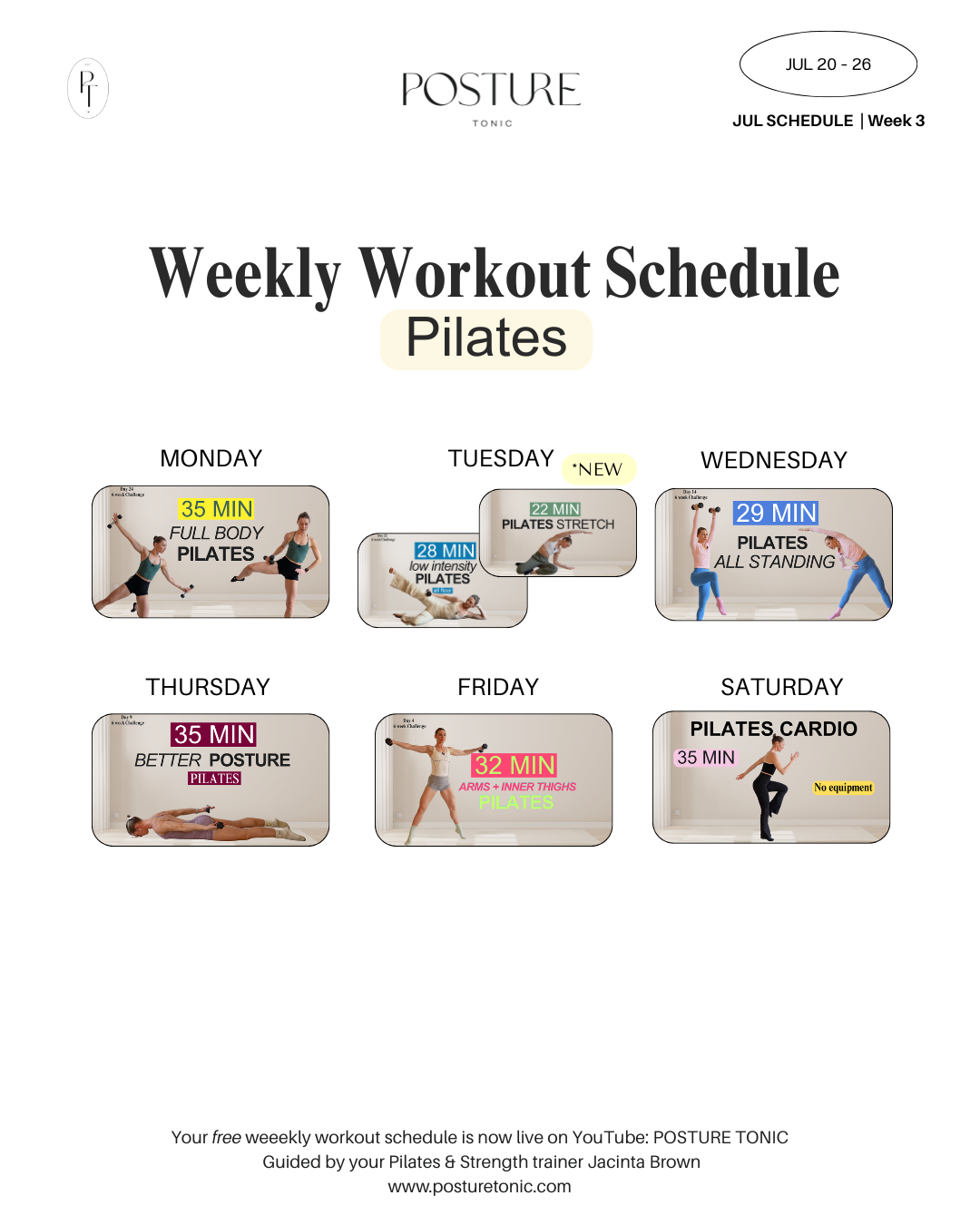 Your Free Weekly Schedule 20 - 26 July
