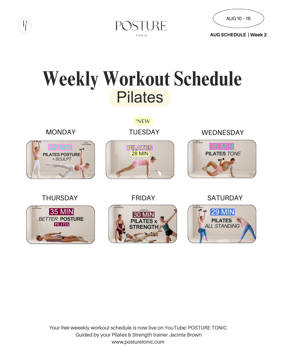Your Free Weekly Schedule Aug 10 - 16
