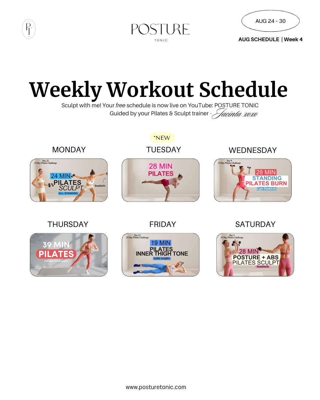 Your Free Weekly Schedule Aug 24 - 30 
