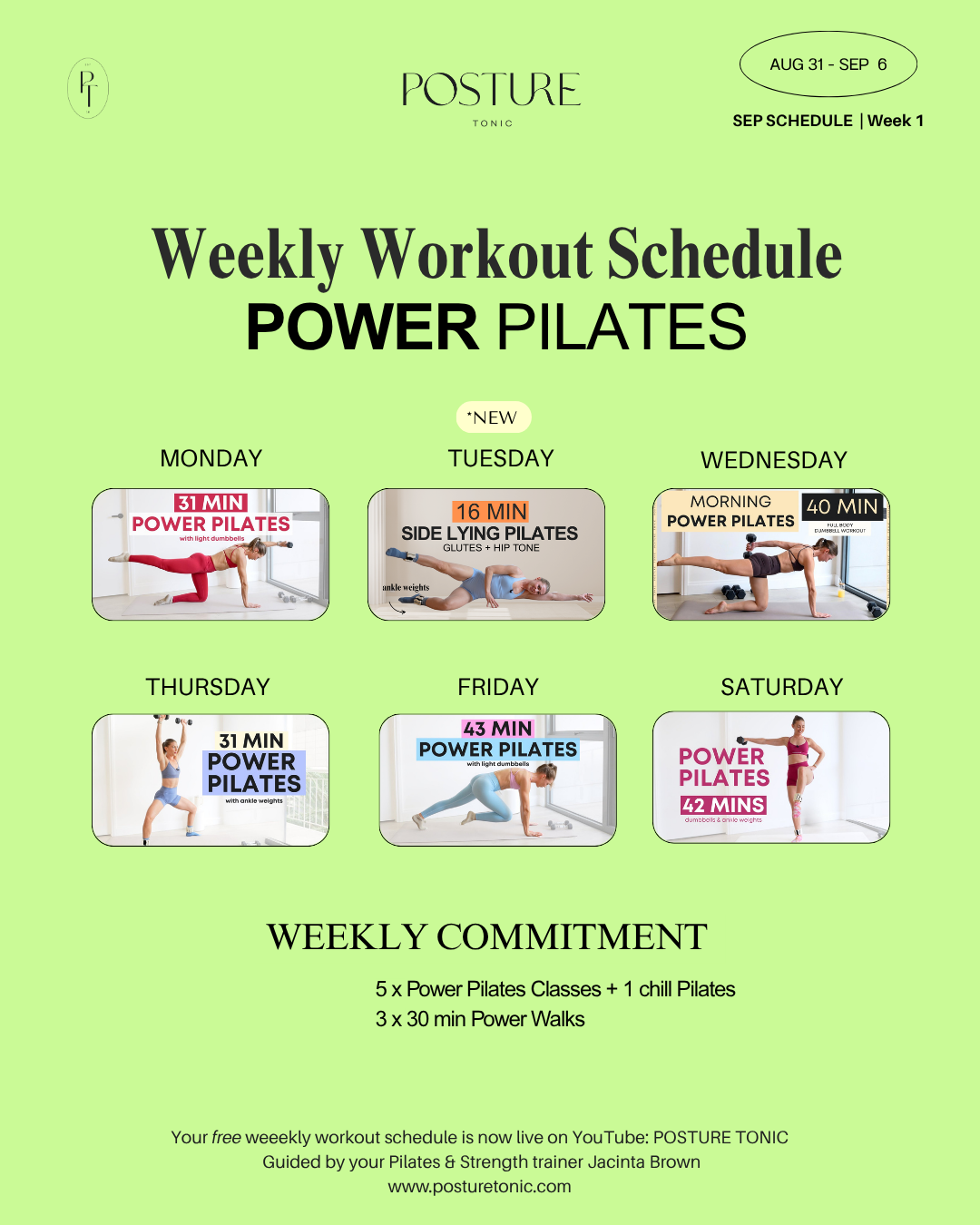 Your Free Weekly Schedule Aug 31 - Sep 6