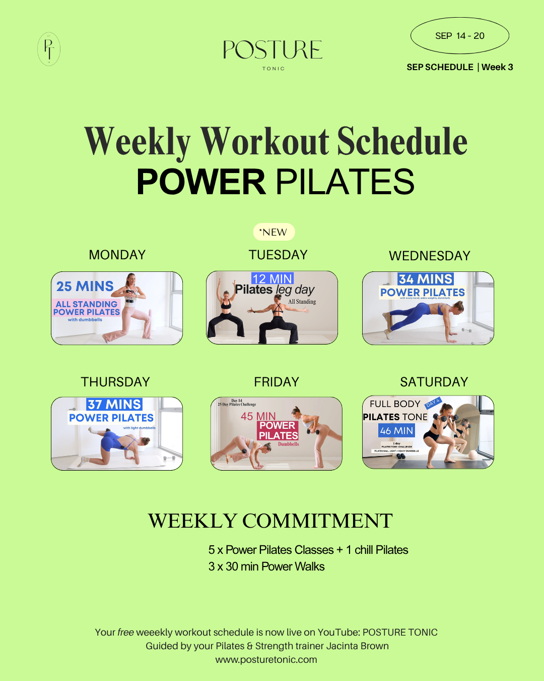 Your Free Weekly Schedule Sep 14 - 20 