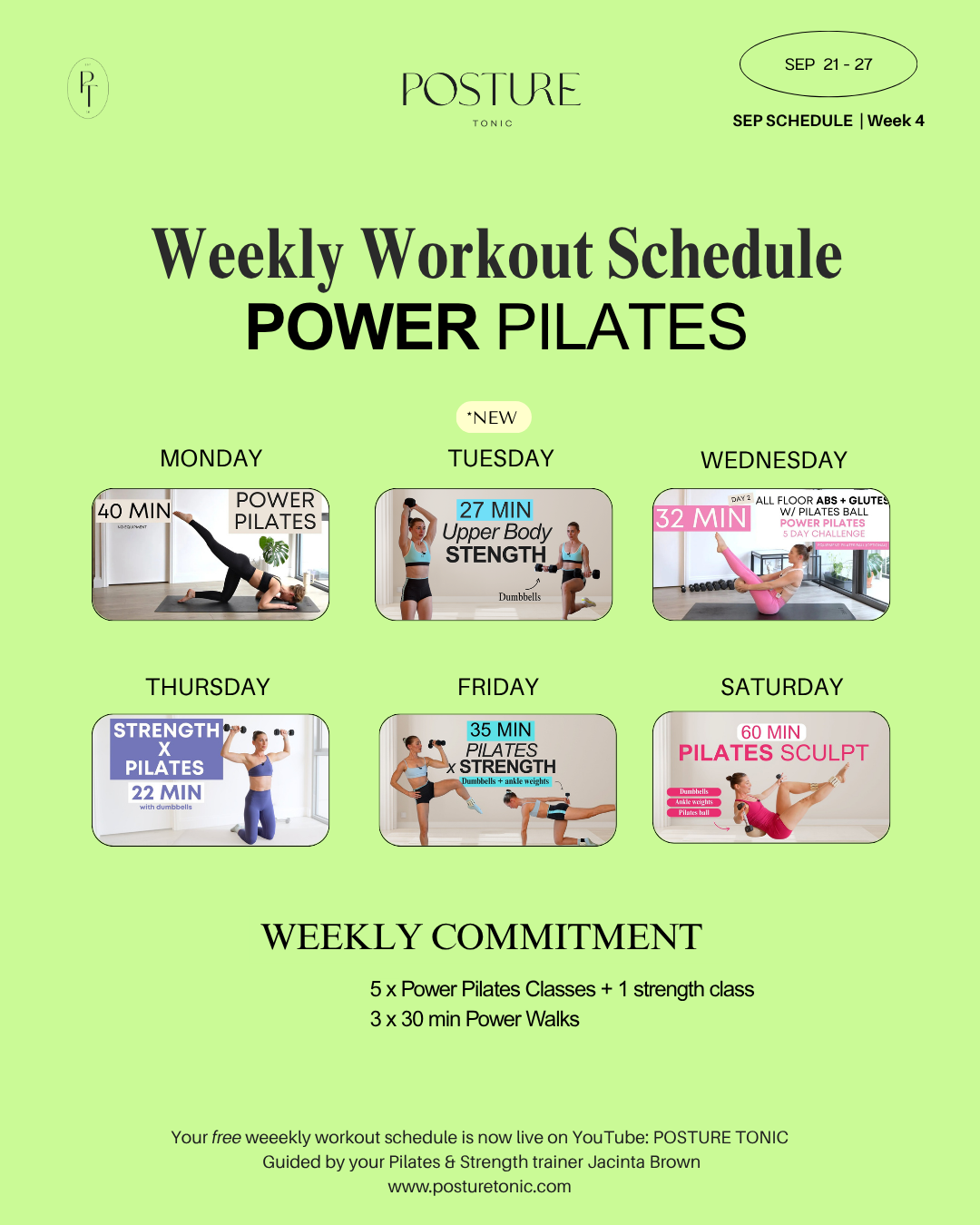 Your Free Weekly Schedule Sep 21 - 27