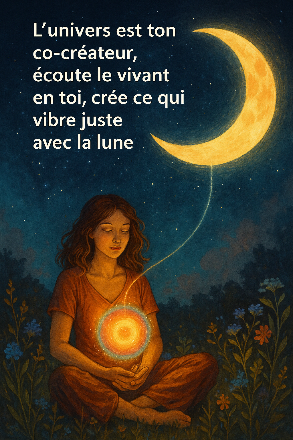 L’Univers est ton co-créateur : écoute le Vivant en toi, crée ce qui vibre juste avec la Lune.