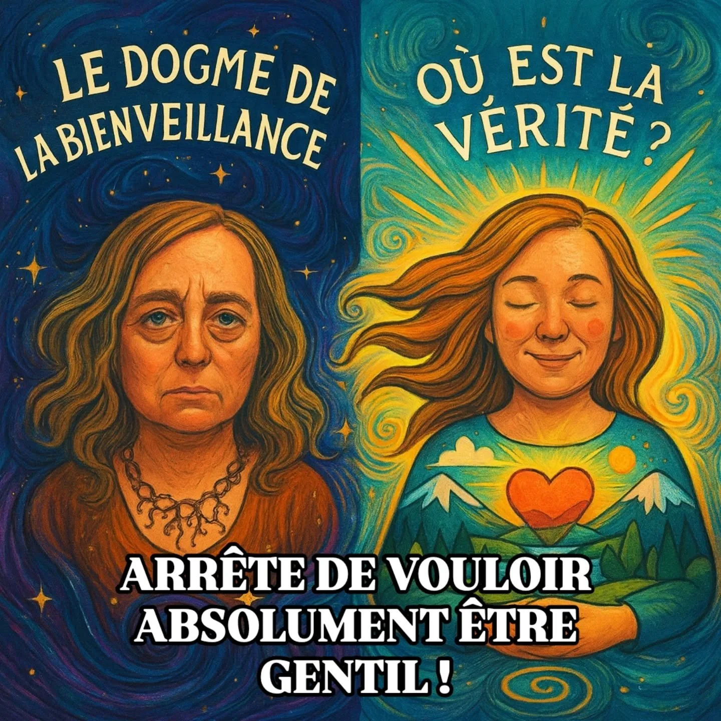 👽 Arr&ecirc;te de vouloir &ecirc;tre gentille ! 😉
(Sinon tu deviens l&rsquo;assistante b&eacute;n&eacute;vole du karma de tout le monde)

On croit que &ldquo;gentille&rdquo; c&rsquo;est noble, spirituel, lumineux.
J&rsquo;ai cru pareil. Et j&rsquo;