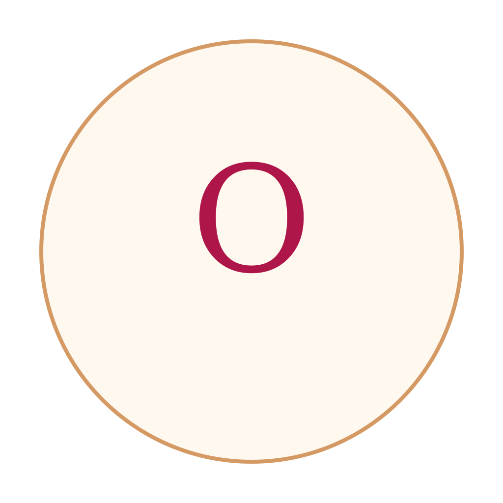 Un cercle avec le chiffre zéro en rouge au centre, fond beige clair et contour marron.
