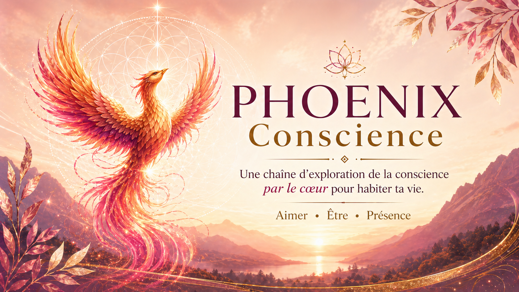 Une affiche promotionnelle pour une conférence à Perpignan intitulée "Mon chemin d'éveil à l'amour en Soi", organisée le 12 avril 2025, avec une image de fond colorée, une silhouette de femme, un microphone, un logo de l'onde de vie, et une photo de la conférencière, Adeline Petit.