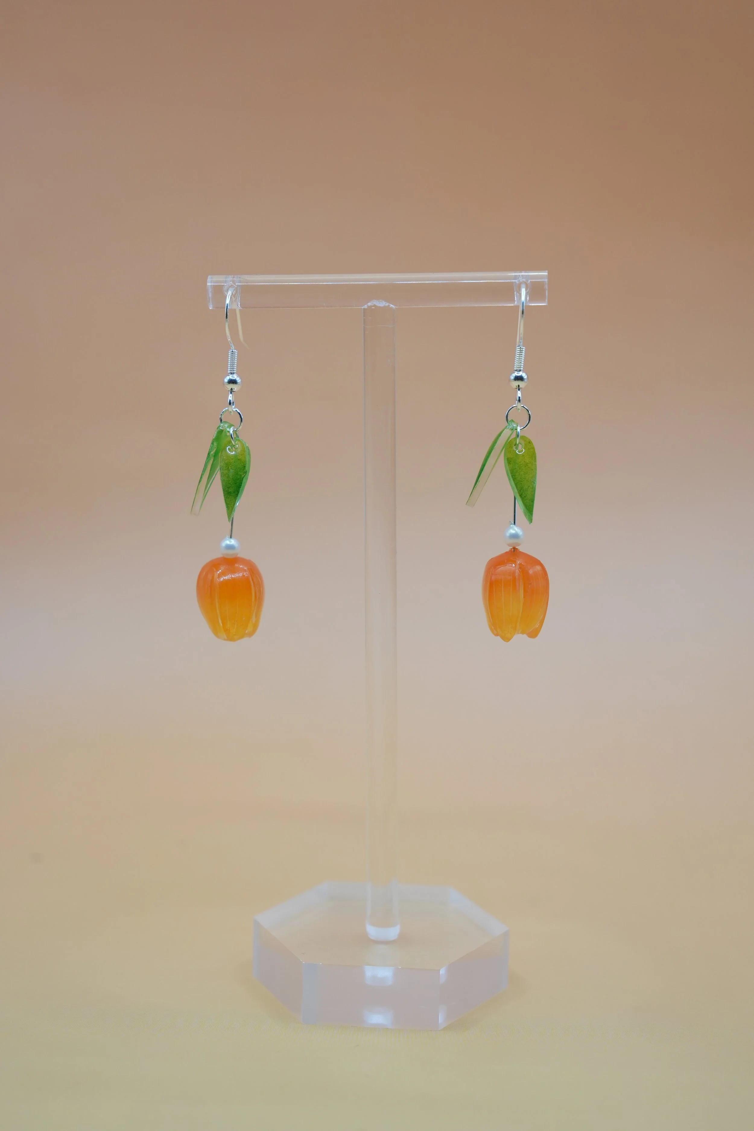 Amber Orange Tulip Earrings