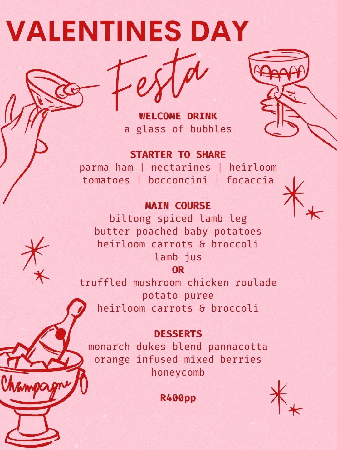 This Valentine&rsquo;s Evening, come settle in as the sun goes down - good food, easy vibes, and a romantic little setting made for the most romantic day of the year. Whether you&rsquo;re celebrating with your love or making it a friends night, this 