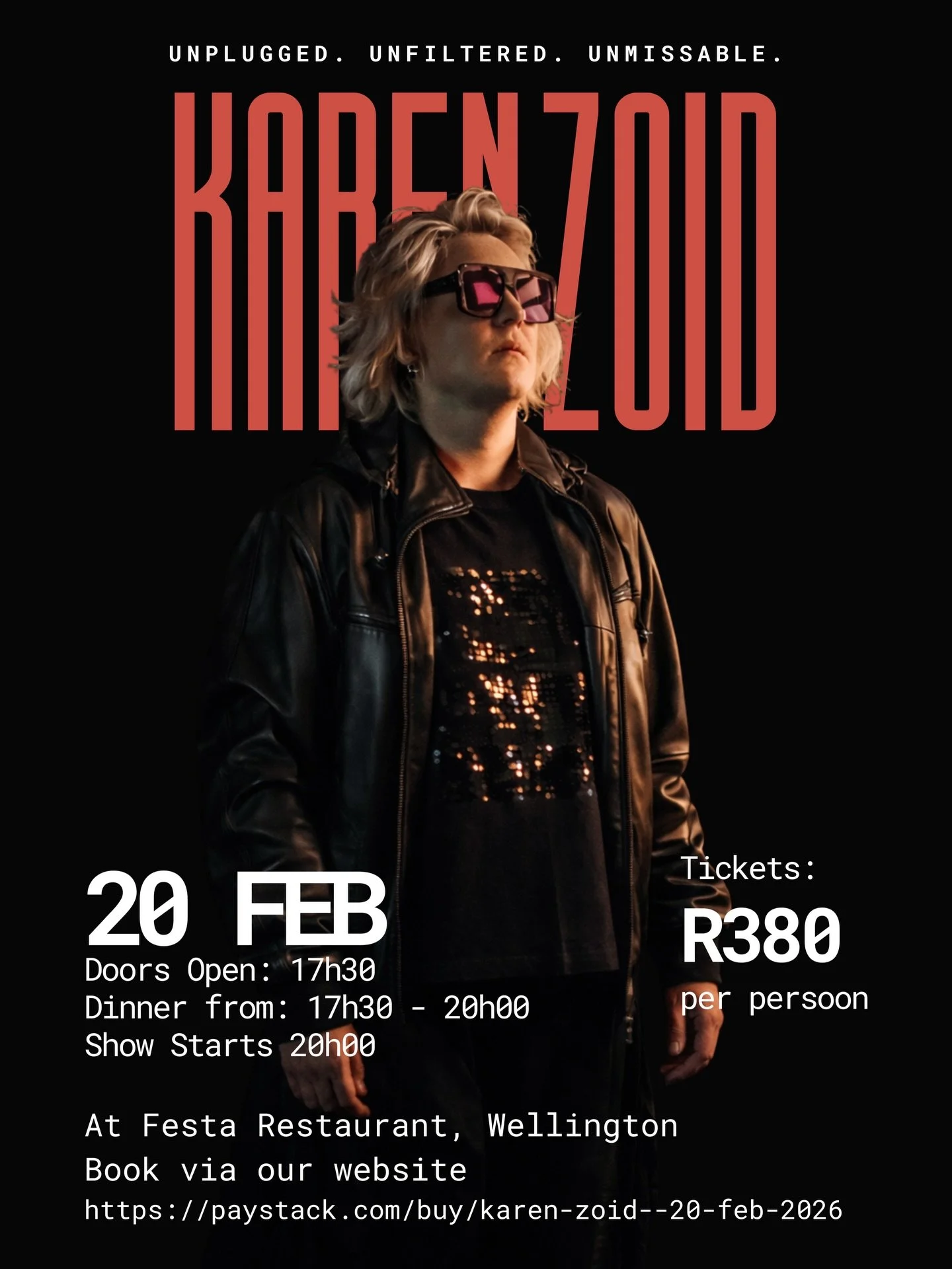 Karen Zoid: Unplugged. Unfiltered. Unmissable.

This is not the Karen Zoid you expect - and that&rsquo;s exactly the point. Stripped of the roaring rock band, Karen takes the stage with her acoustic guitar, her unmistakable voice, and the spellbindin