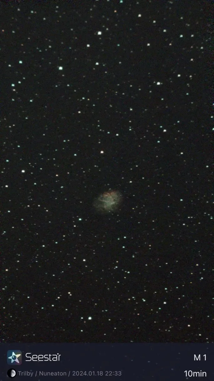 M1 Crab Nebula by Ben Stanley using a Seestar S50.