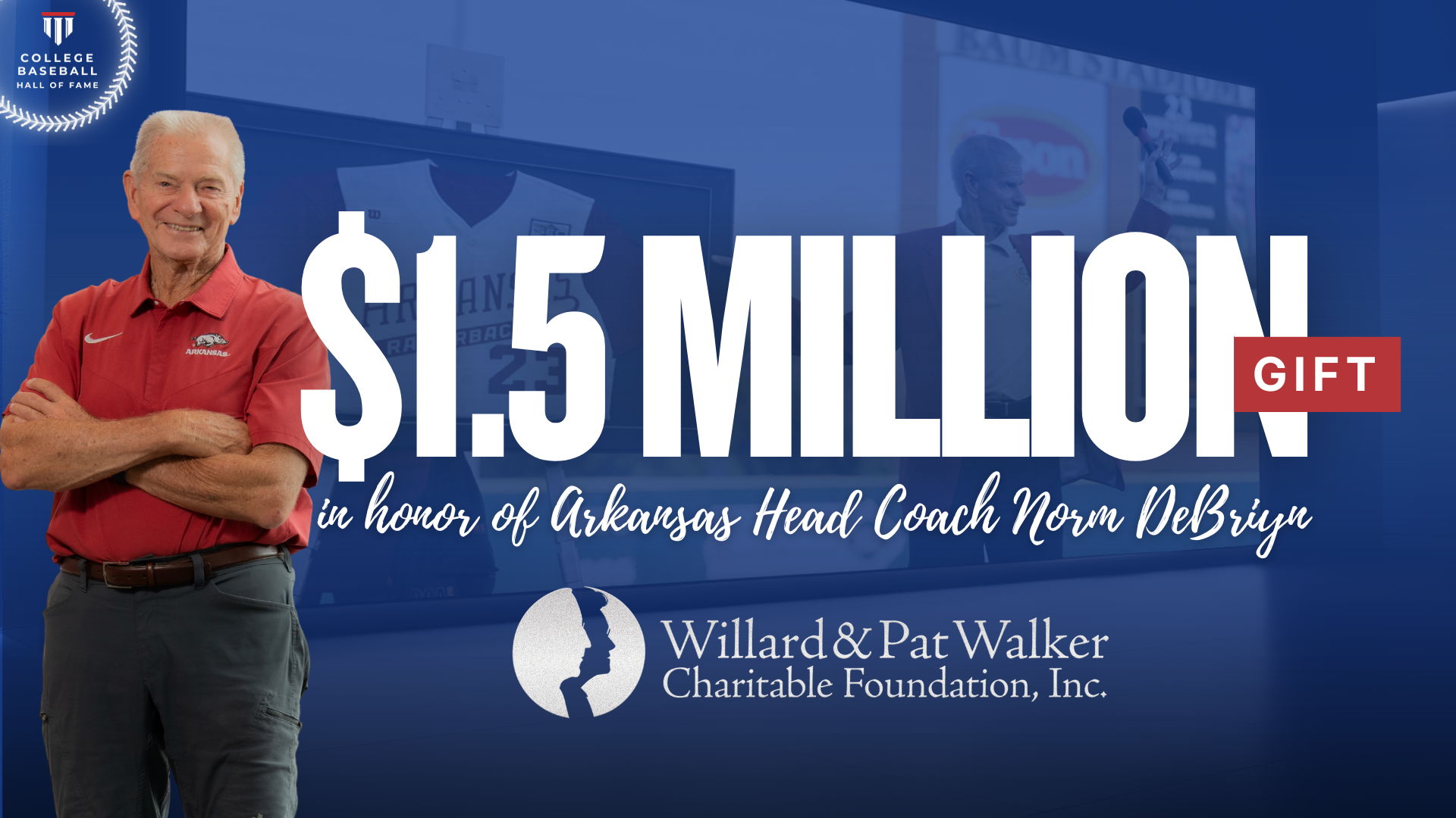 Willard And Pat Walker Charitable Foundation Makes Signature Gift To College Baseball Hall Of Fame