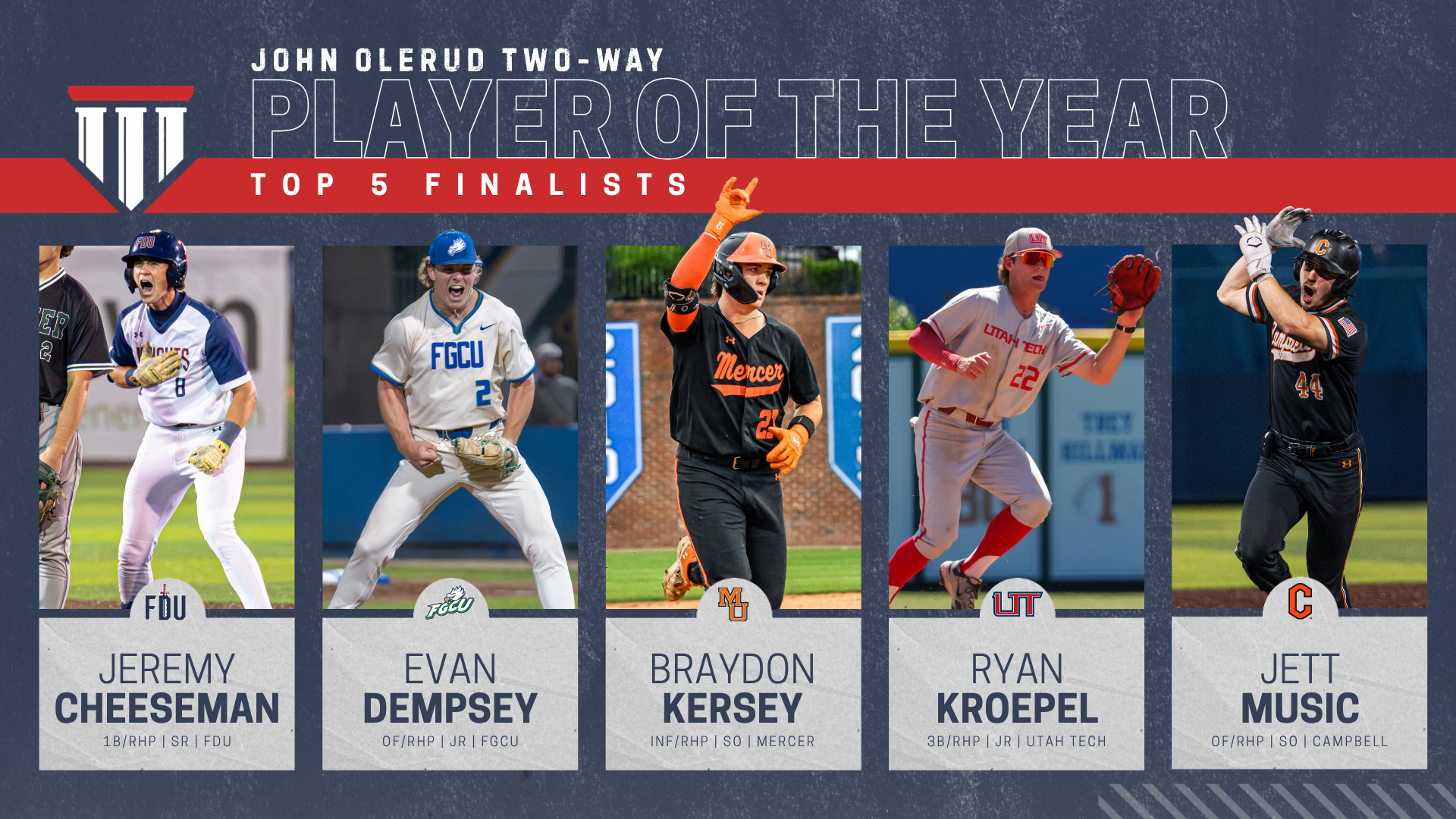 College Baseball Foundation Announces Finalists For 2026 John Olerud Two-Way Player of the Year Award