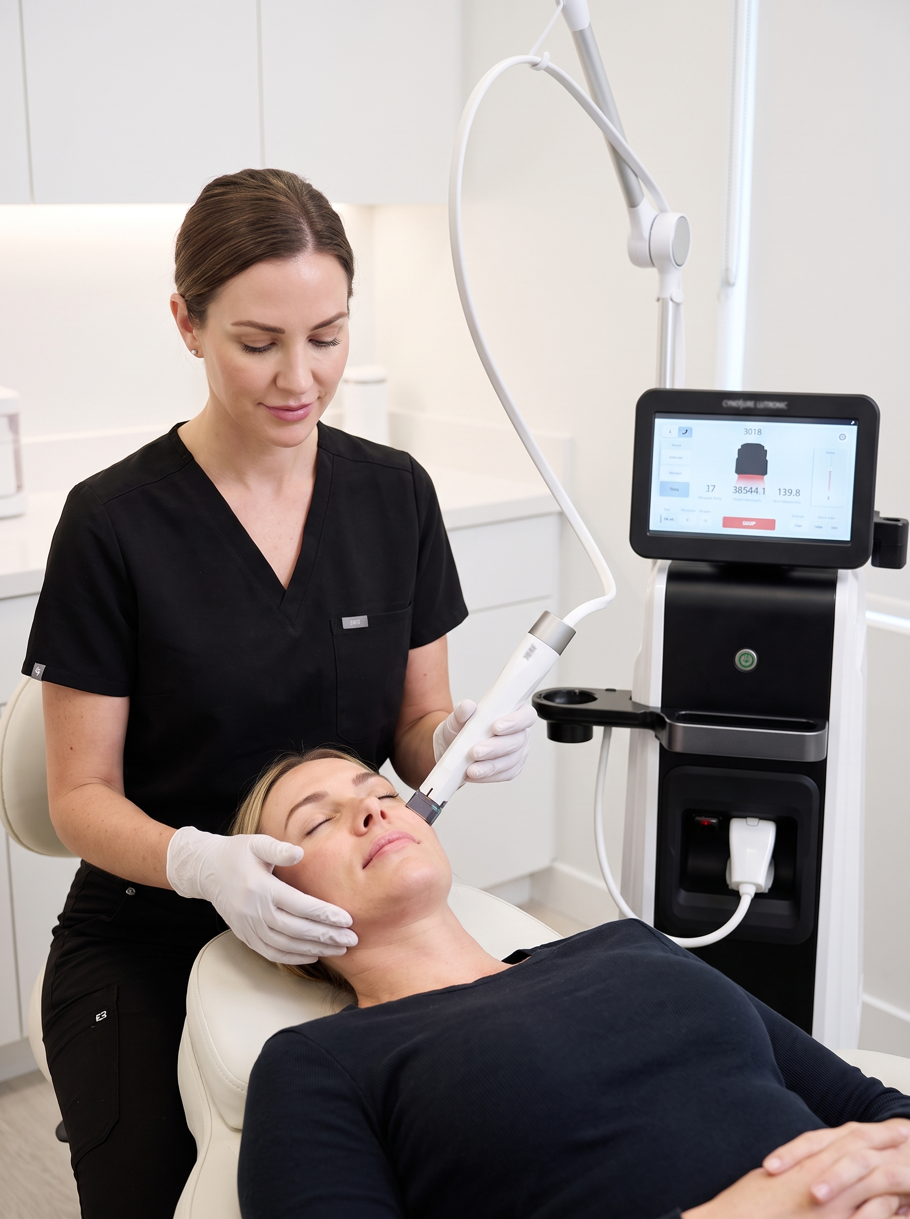 XERF radiofrequency skin tightening treatment being performed at Harley Street Injectables, London