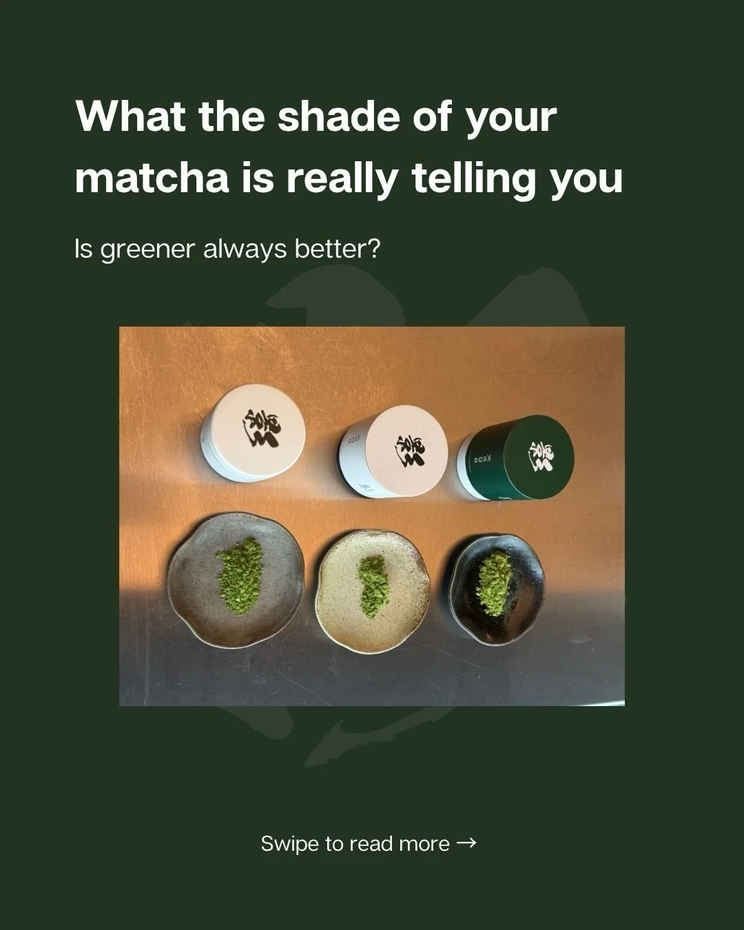 Brighter, paler, deeper: every shade of matcha green tells a small story about how it was grown. Swipe to see what the color can (or can&rsquo;t) tell you 

#kagematcha #matchacolor #teaeducation #matchagreen