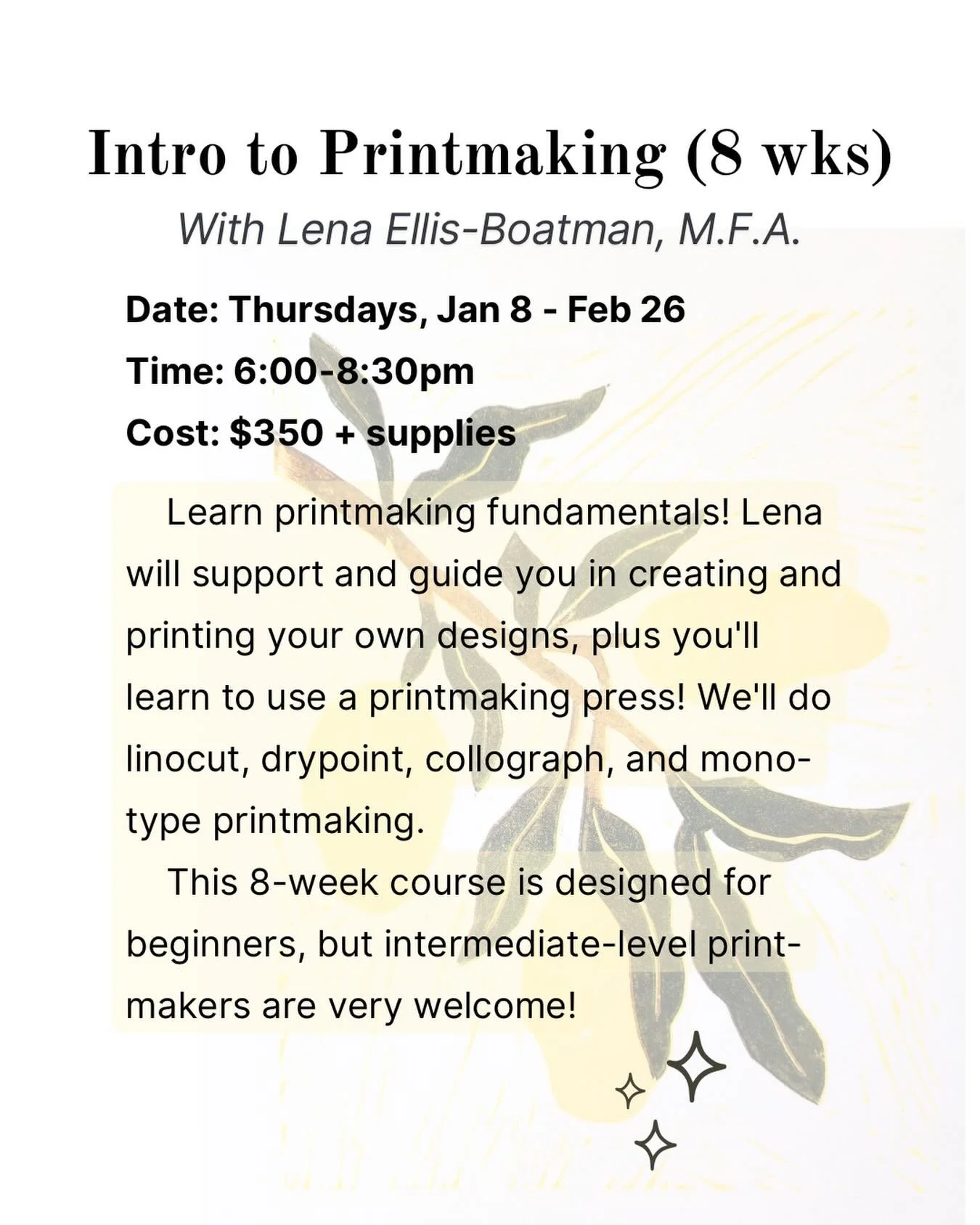 Look out 👀 
.
What a great opportunity to start off the new year with a printmaking workshop with @rhizome.artstudio 😍
.
Sign up online! Space is limited 
.
.
.
#printmakers #ypsi #ypsiart #annarbor #annarborartists