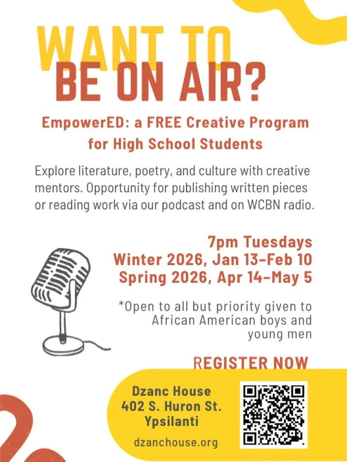 Announcing a new time for our free high school program EmpowerED!  Starting this January, workshops will be on Tuesdays at 7pm. Teens have the opportunity to see their written works featured on our podcast or in print. They can also earn stipends if 
