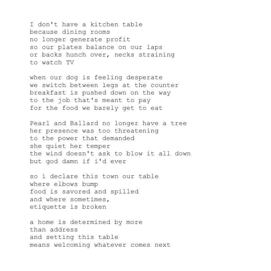 Ameera Salman (@grounded_stars), “a new kitchen table,” Poem, 2026.