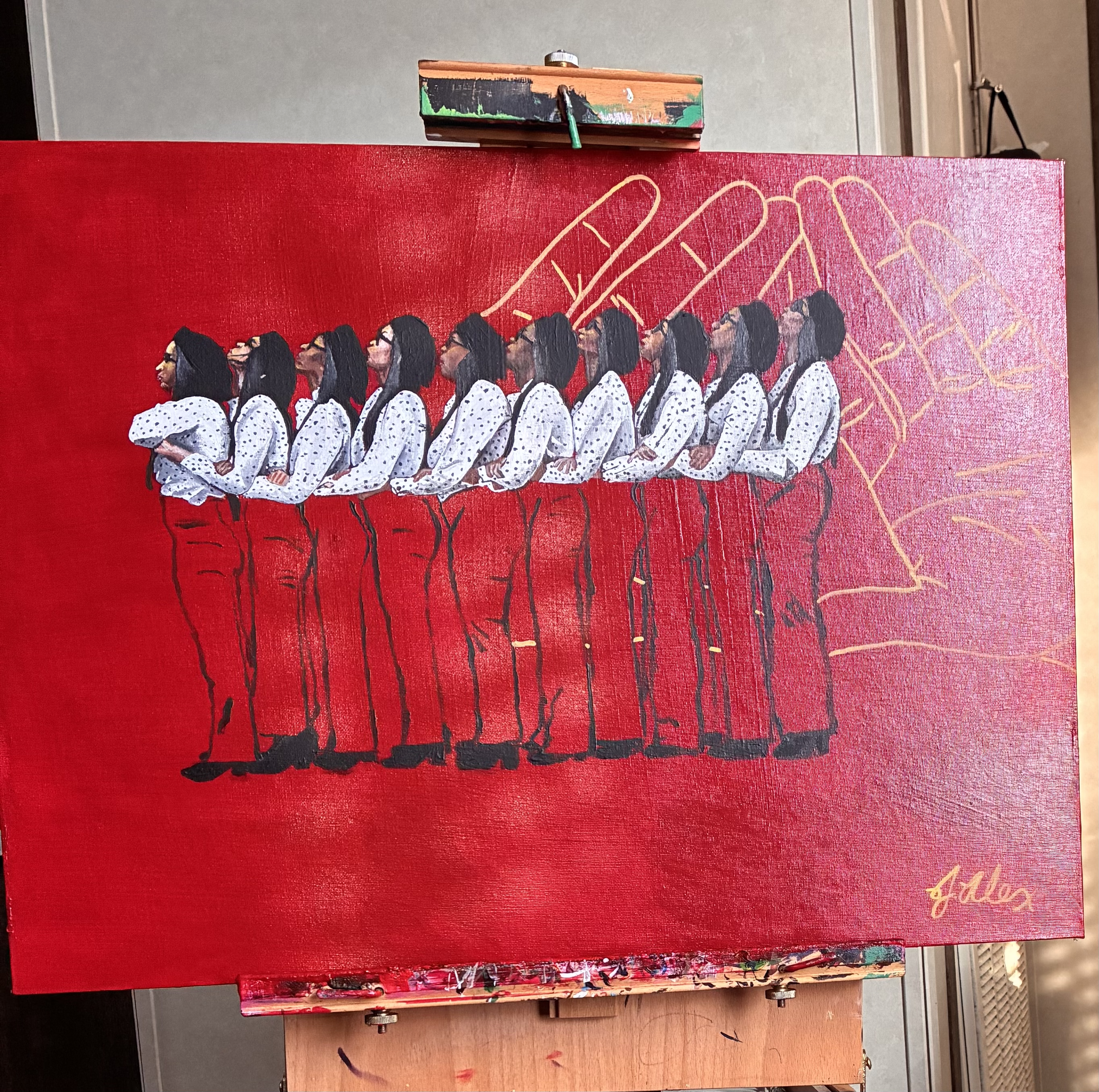 J. Alex (@j.alex.the.artist), “Bonded For Life,” Acrylic, 2026.