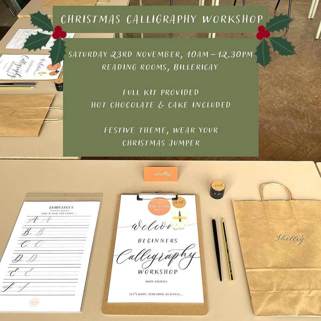 🎄NEW CHRISTMAS CALLIGRAPHY WORKSHOP🎄

Join me for some festive fun learning the basics of modern calligraphy to create beautifully written Christmas stationery. 

I will talk you through step-by-step, giving lots of encouragement and 1-2-1 guidance