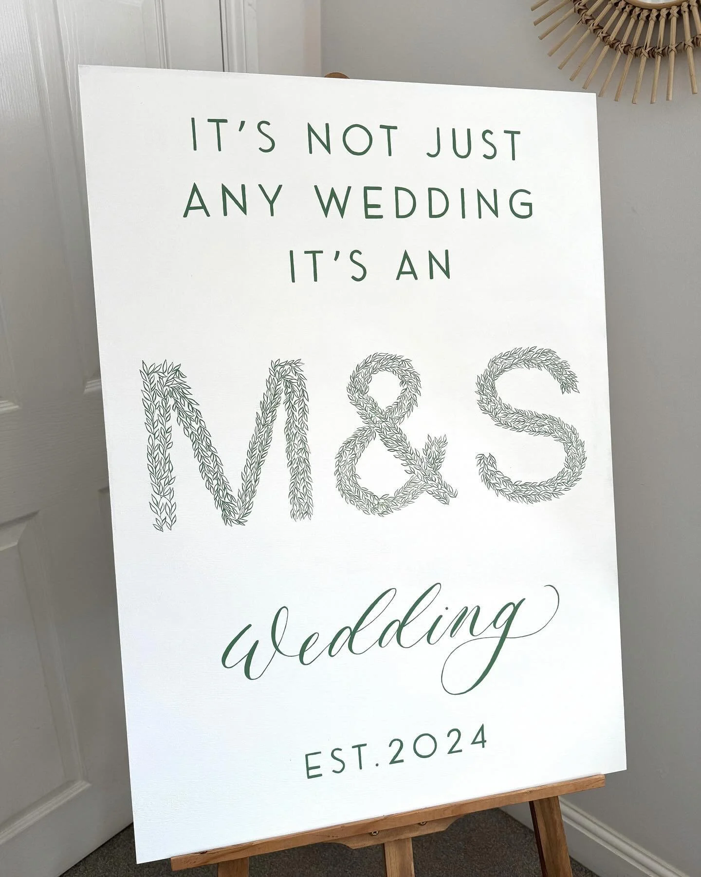 This welcome sign went off to Shortmead House today for Makaella &amp; Stuart&rsquo;s wedding💒 

The M&amp;S reference is genius and it definitely made me chuckle.

Hand painting my signs is a labour of love and I really enjoy the entire process. Th