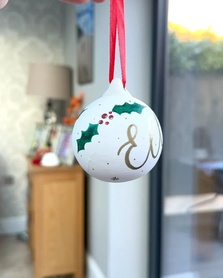 I&rsquo;m prepping some examples for my first Festive Bauble Painting Workshops in December at Downham Hall. 

I can&rsquo;t deny that I&rsquo;m loving being able to think about the &lsquo;C&rsquo; word, it&rsquo;s my favourite time of year and bring