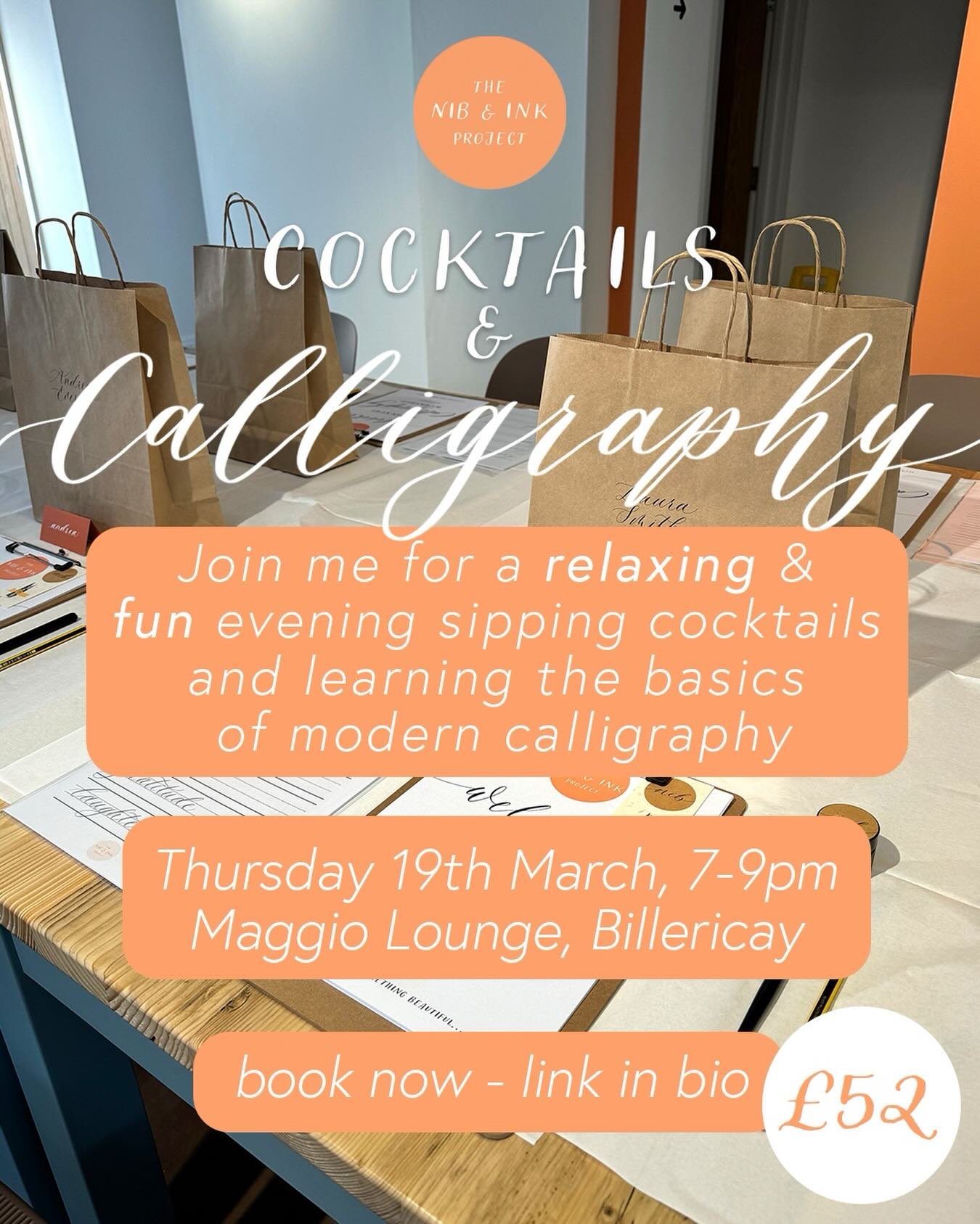 I&rsquo;m excited to announce my next workshop, Cocktails &amp; Calligraphy @maggiolounge 🍸✍🏼

The perfect excuse to unwind, take some time for yourself or bring along your friends - everyone is welcome🫶

I will talk you through step-by-step, givi